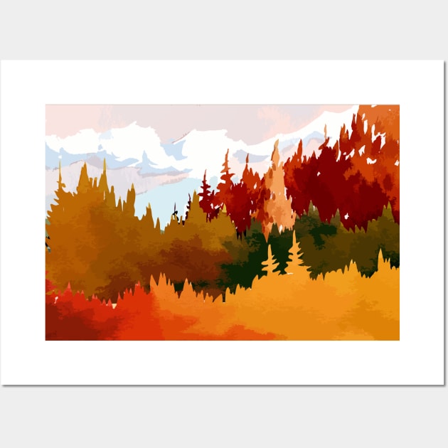 Autumn forest painting Wall Art by PrintsMatic